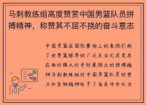 马刺教练组高度赞赏中国男篮队员拼搏精神，称赞其不屈不挠的奋斗意志